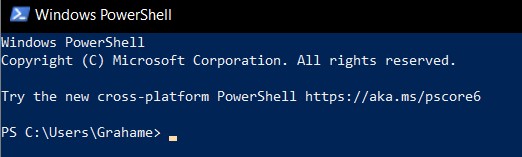 opening powershell